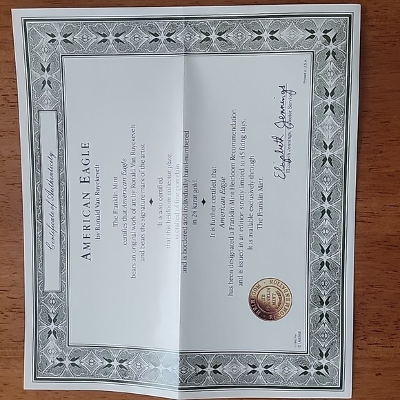 Vintage 1991 Franklin Mint Collector Plate ~ American Eagle - Picture 5 of 6